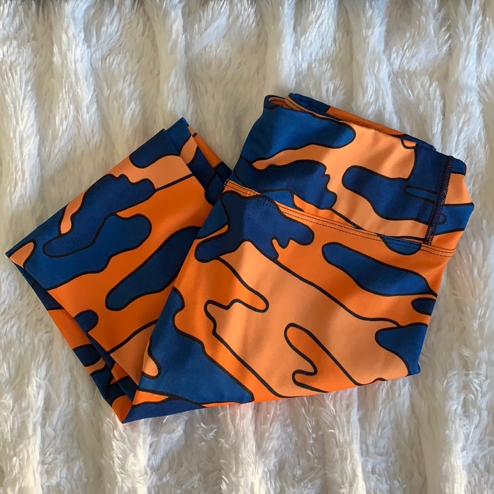 CoreyPaigeDesigns Orange and Blue Camo Leggings